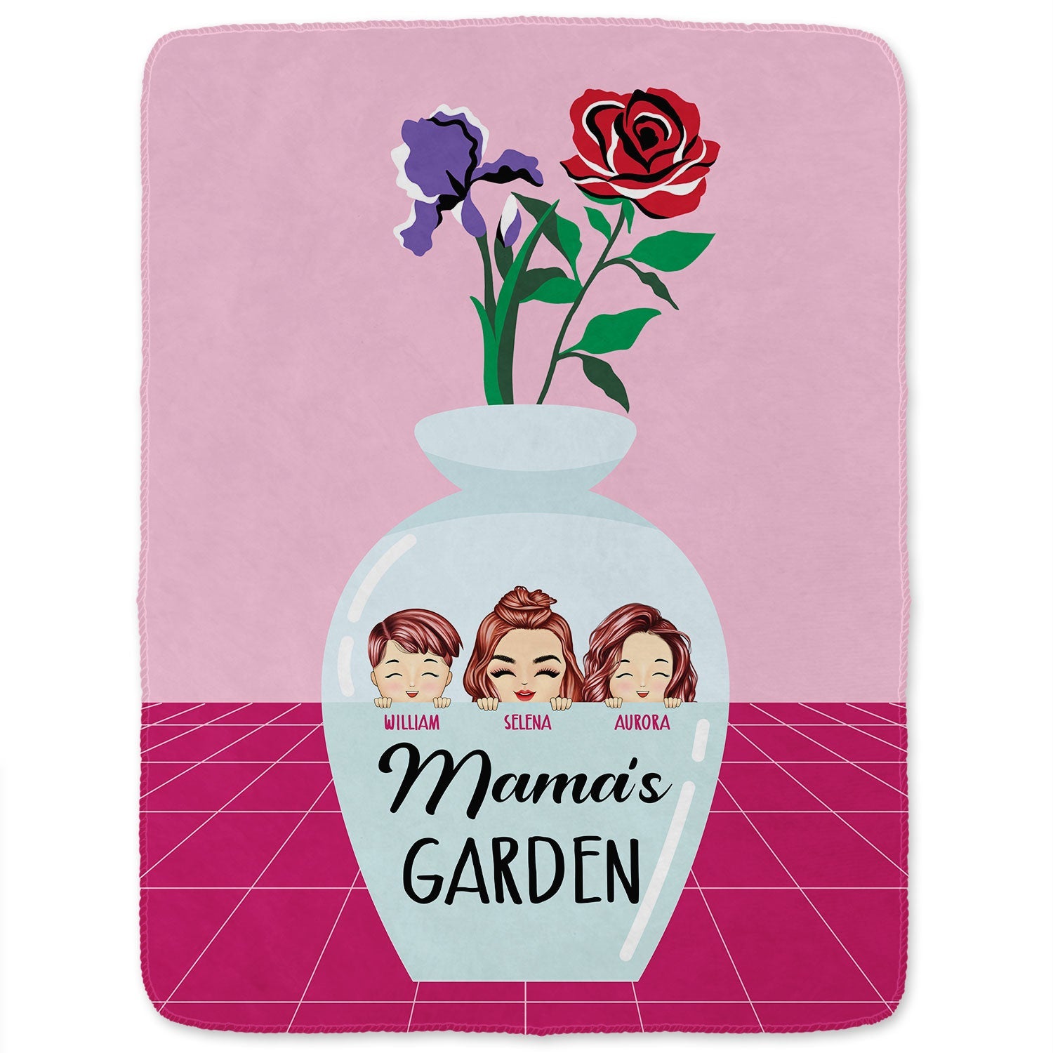 Flower Vase Garden - Gift For Grandma And Mother - Personalized Fleece Blanket, Sherpa Blanket