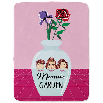 Flower Vase Garden - Gift For Grandma And Mother - Personalized Fleece Blanket, Sherpa Blanket