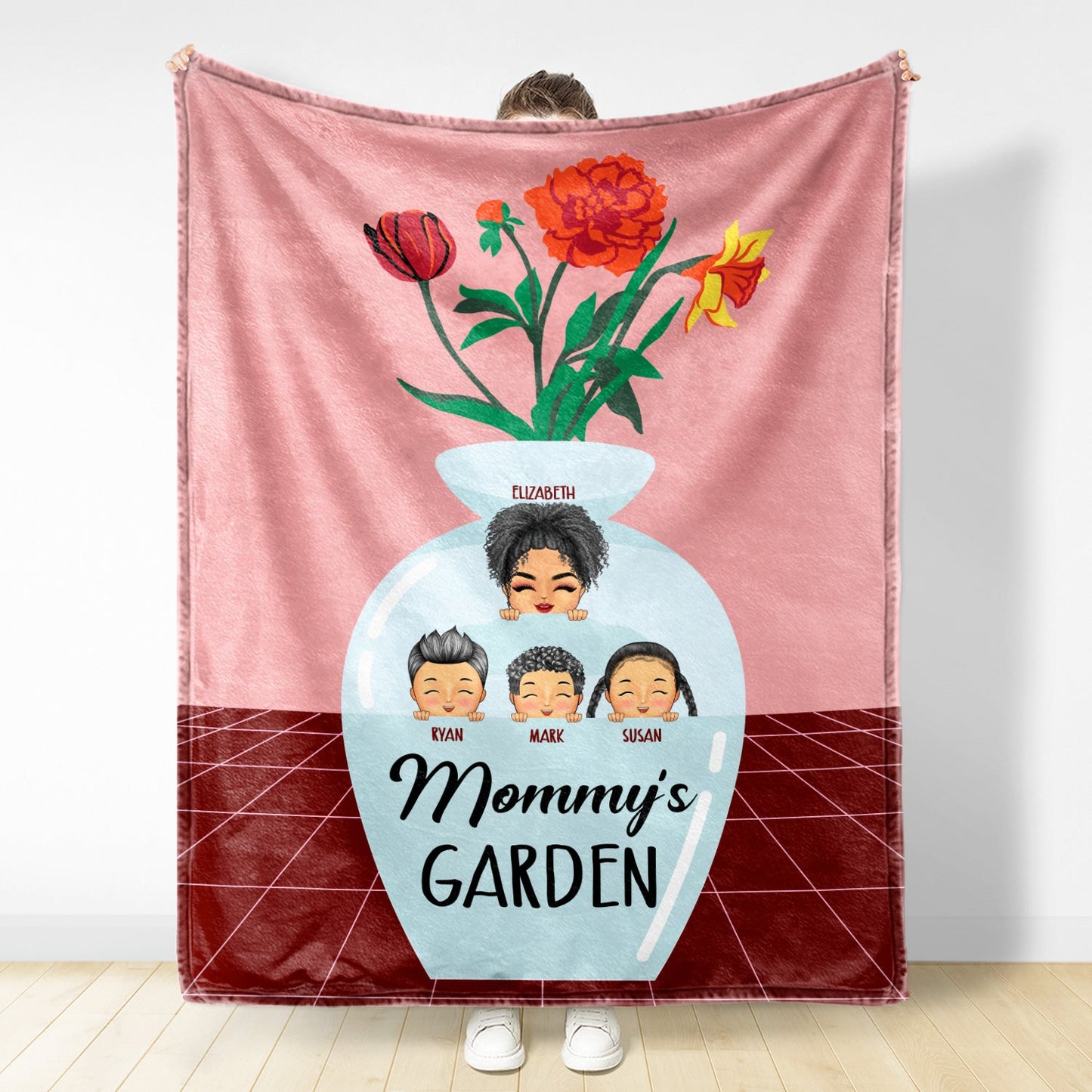 Flower Vase Garden - Gift For Grandma And Mother - Personalized Fleece Blanket, Sherpa Blanket