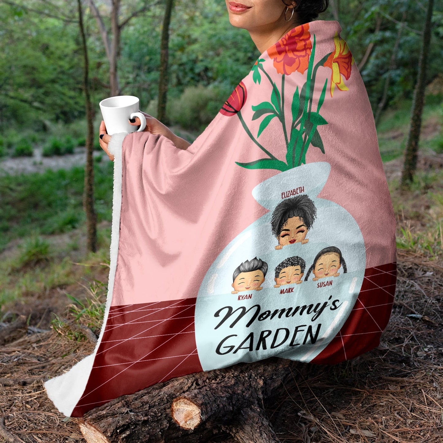 Flower Vase Garden - Gift For Grandma And Mother - Personalized Fleece Blanket, Sherpa Blanket