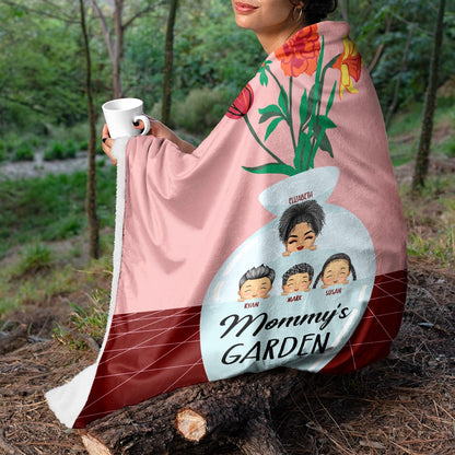 Flower Vase Garden - Gift For Grandma And Mother - Personalized Fleece Blanket, Sherpa Blanket