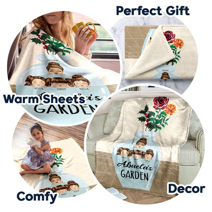 Flower Vase Garden - Gift For Grandma And Mother - Personalized Fleece Blanket, Sherpa Blanket