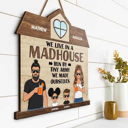 Run By Tiny Army - Gift For Mom & Dad - Personalized Custom Shaped Wood Sign