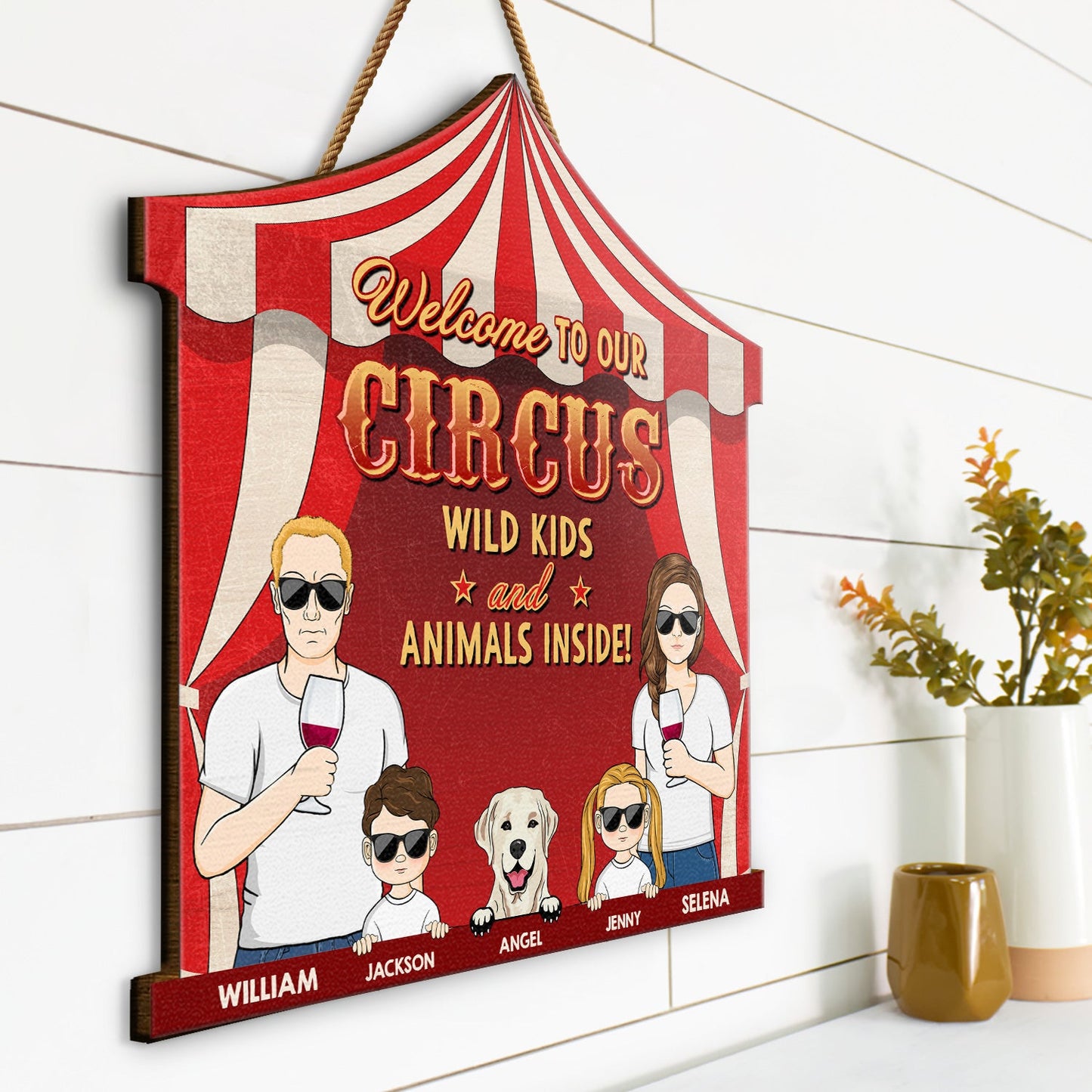 Welcome To Our Circus - Gift For Mother, Father - Personalized Custom Shaped Wood Sign