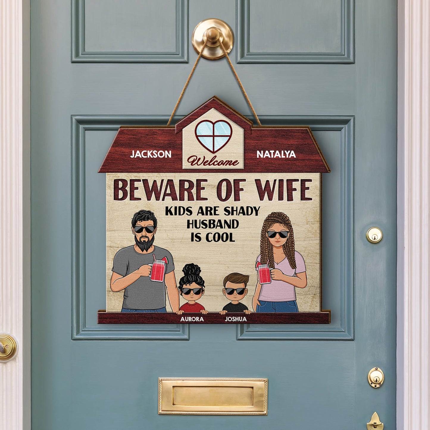 Beware Of Wife - Gift For Wife, Mother And Family - Personalized Custom Shaped Wood Sign