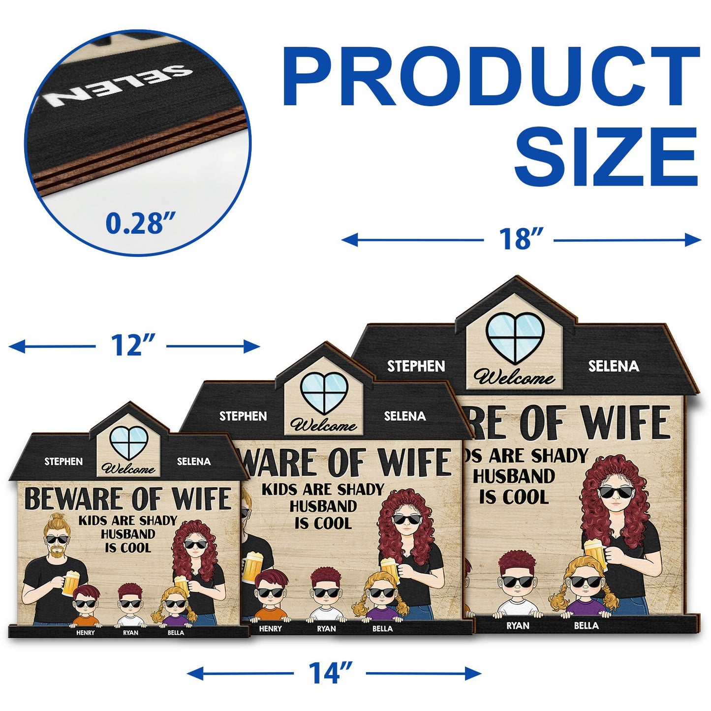 Beware Of Wife - Gift For Wife, Mother And Family - Personalized Custom Shaped Wood Sign