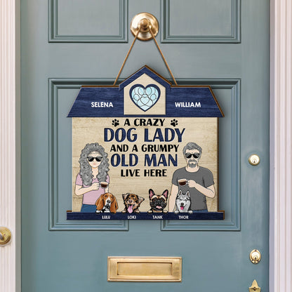 Crazy Dog Lady - Gift For Couple, Dog Mom, Dog Dad - Personalized Custom Shaped Wood Sign