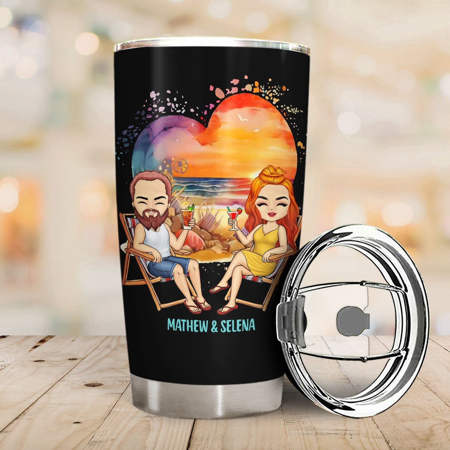 Beach Couple You And Me And The Sea - Gift For Couples - Personalized Tumbler