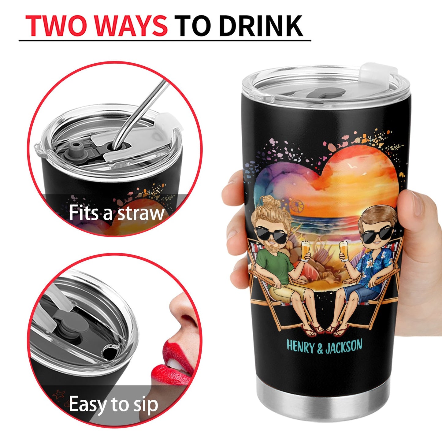 Beach Couple You And Me And The Sea - Gift For Couples - Personalized Tumbler