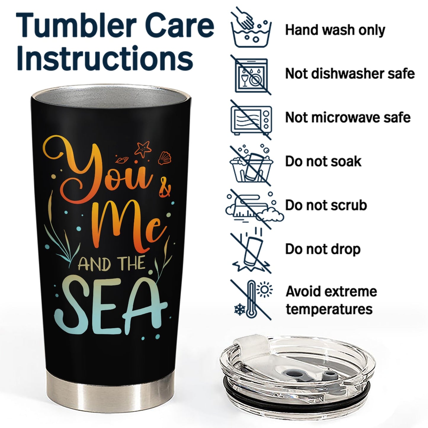 Beach Couple You And Me And The Sea - Gift For Couples - Personalized Tumbler