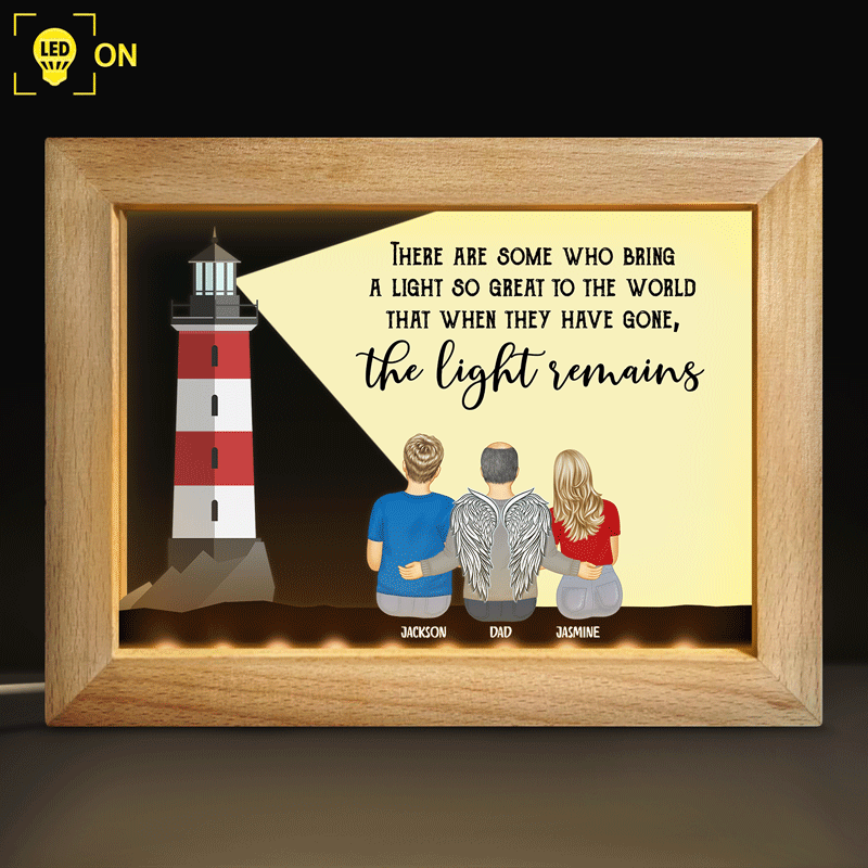 The Light Remains - Dad Memorial Gift - Personalized Horizontal Frame Lamp