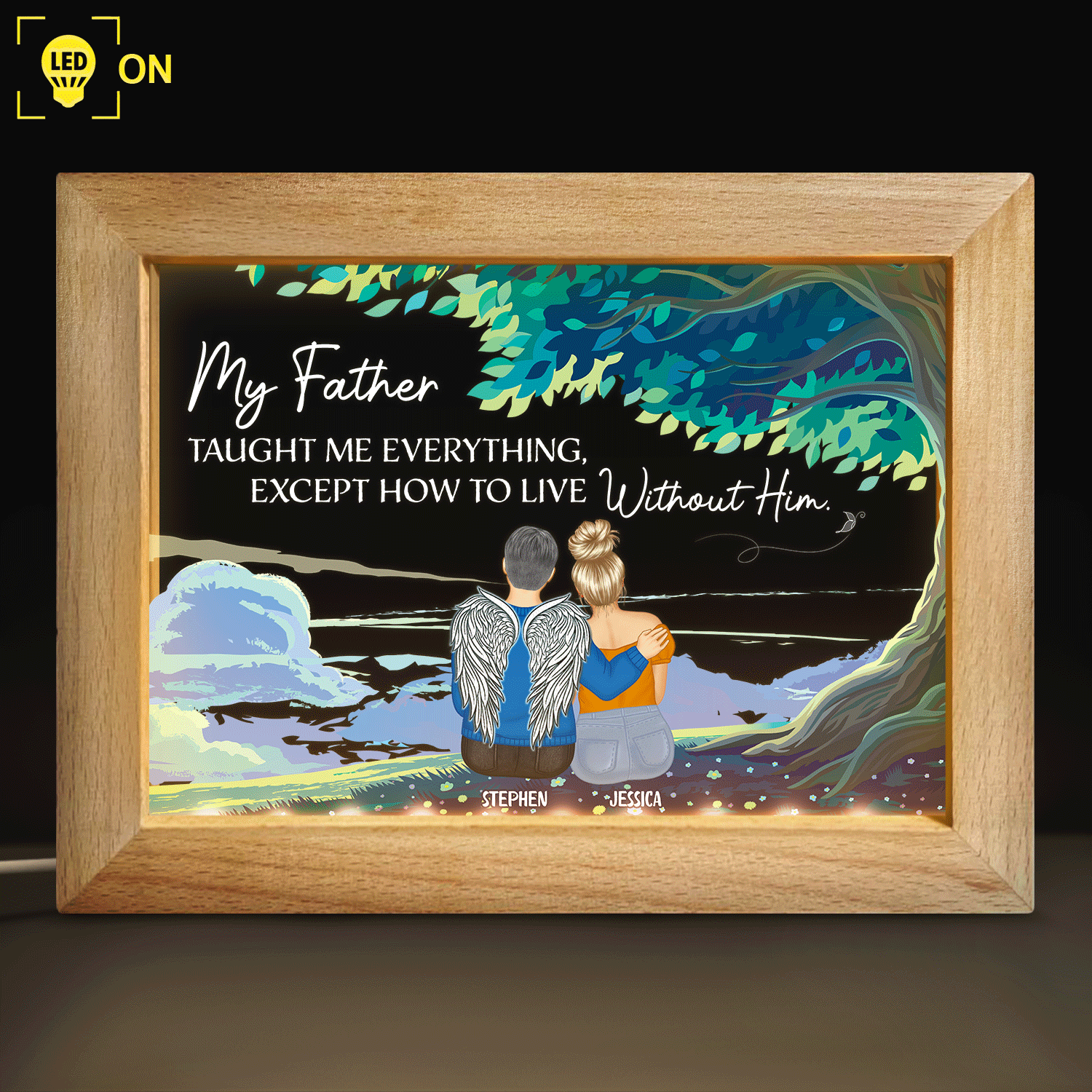 How To Live Without Him - Dad Memorial Gift - Personalized Horizontal Frame Lamp