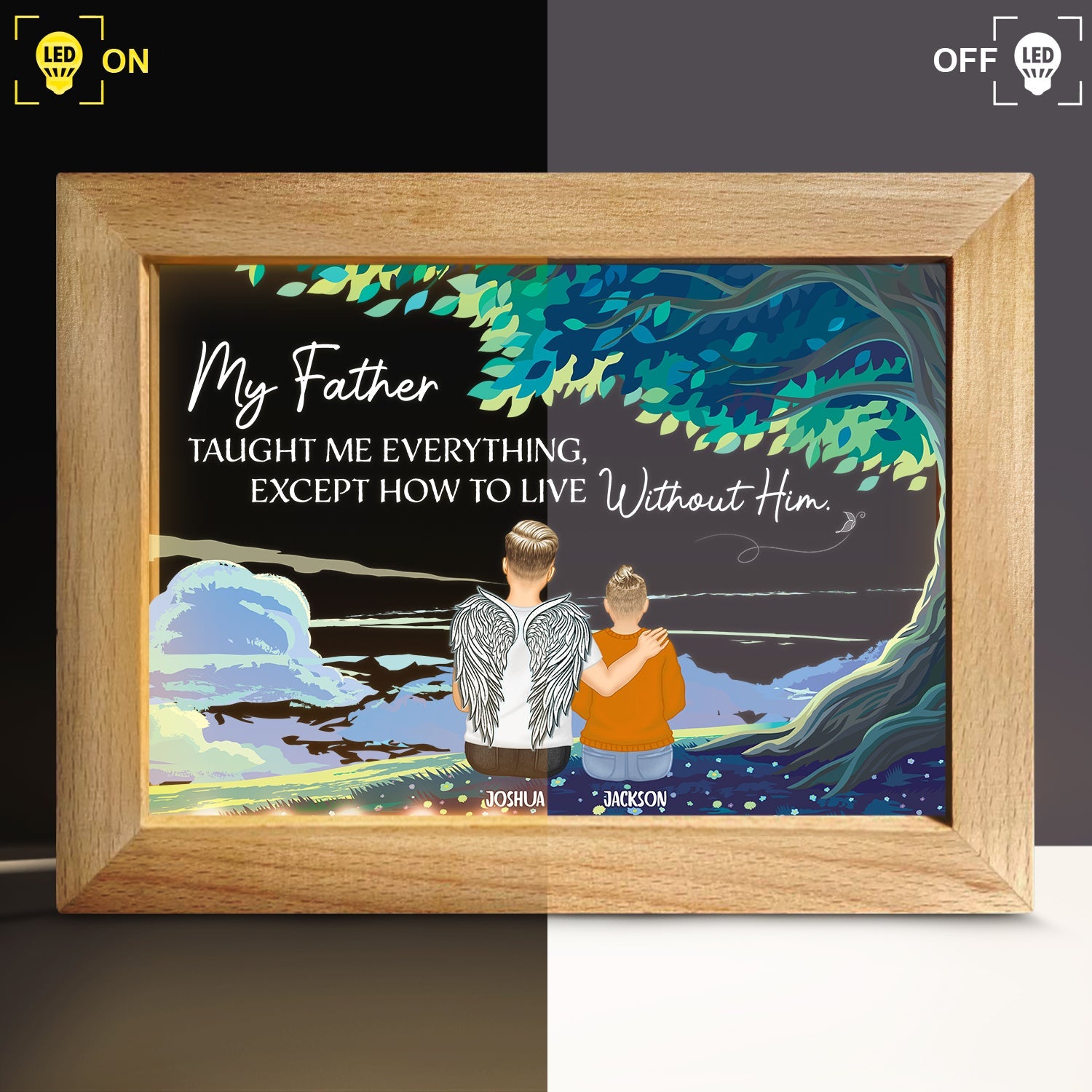 How To Live Without Him - Dad Memorial Gift - Personalized Horizontal Frame Lamp