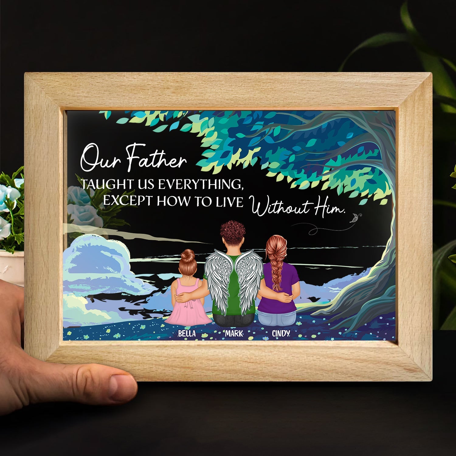 How To Live Without Him - Dad Memorial Gift - Personalized Horizontal Frame Lamp