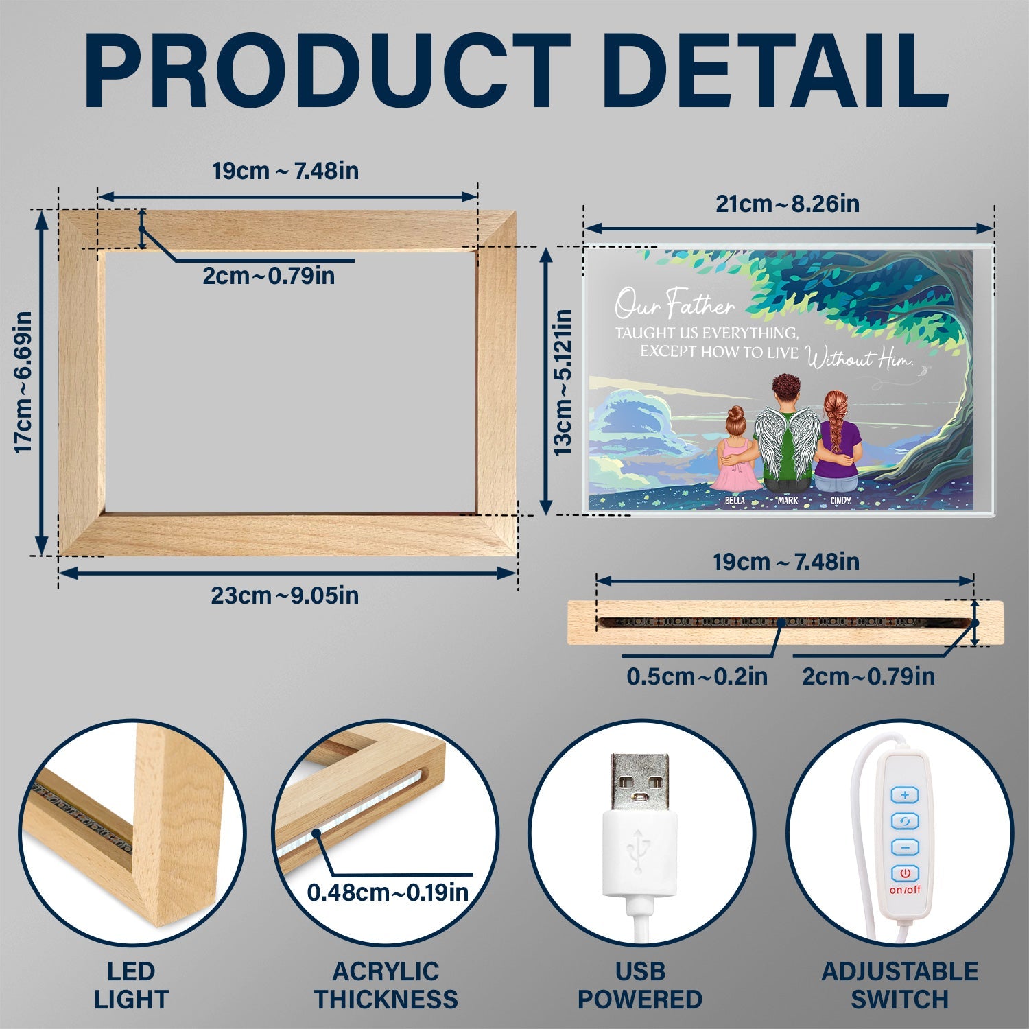 How To Live Without Him - Dad Memorial Gift - Personalized Horizontal Frame Lamp