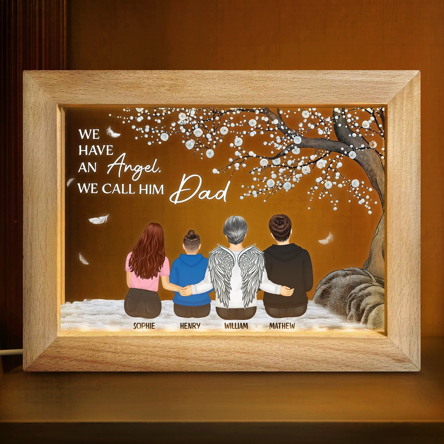 We Have An Angel - Dad Memorial Gift - Personalized Horizontal Frame Lamp