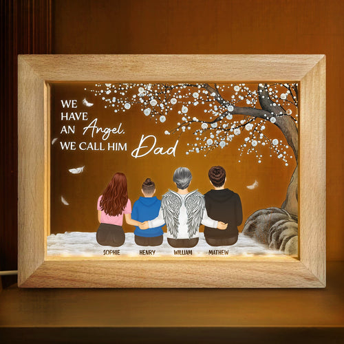 We Have An Angel - Dad Memorial Gift - Personalized Horizontal Frame Lamp