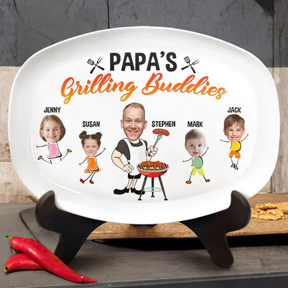 Custom Photo Daddy's Grilling Buddies - Personalized Plate