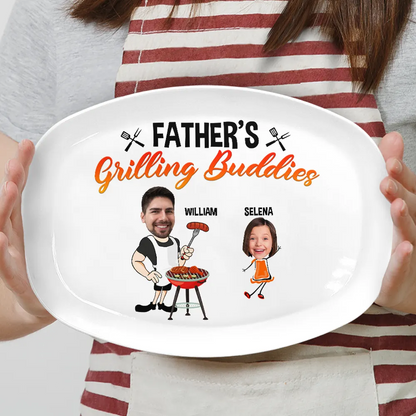 Custom Photo Daddy's Grilling Buddies - Personalized Plate