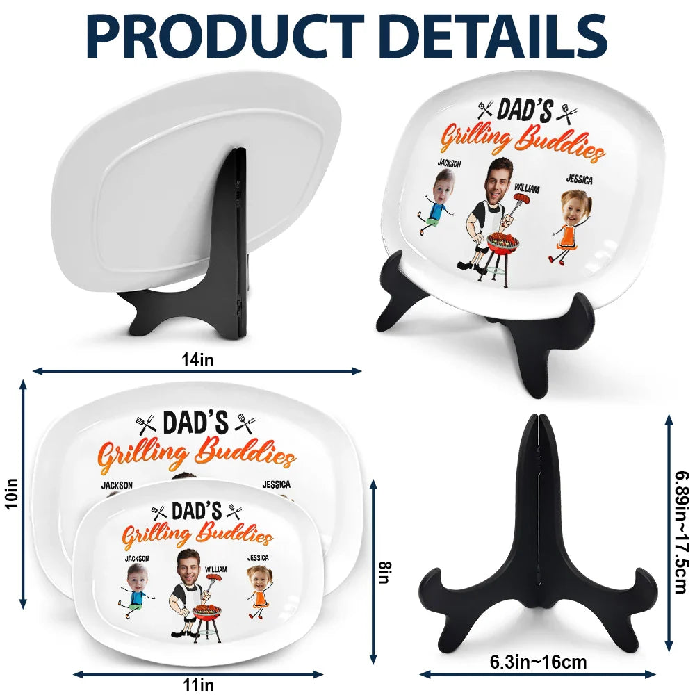 Custom Photo Daddy's Grilling Buddies - Personalized Plate