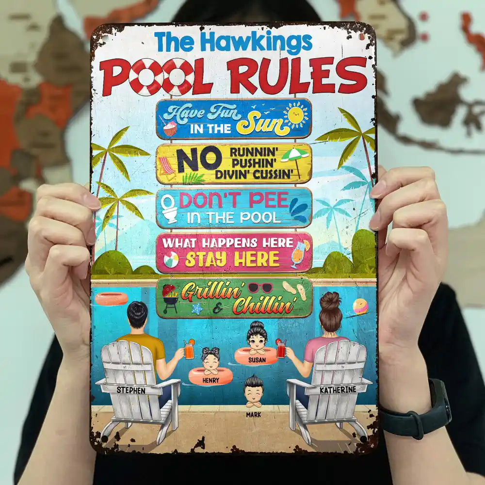 Pool Rules Have Fun In The Sun - Personalized Classic Metal Signs