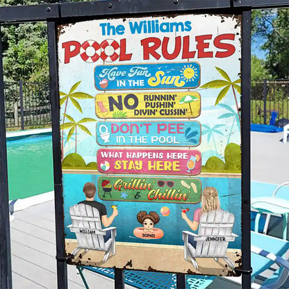 Pool Rules Have Fun In The Sun - Personalized Classic Metal Signs