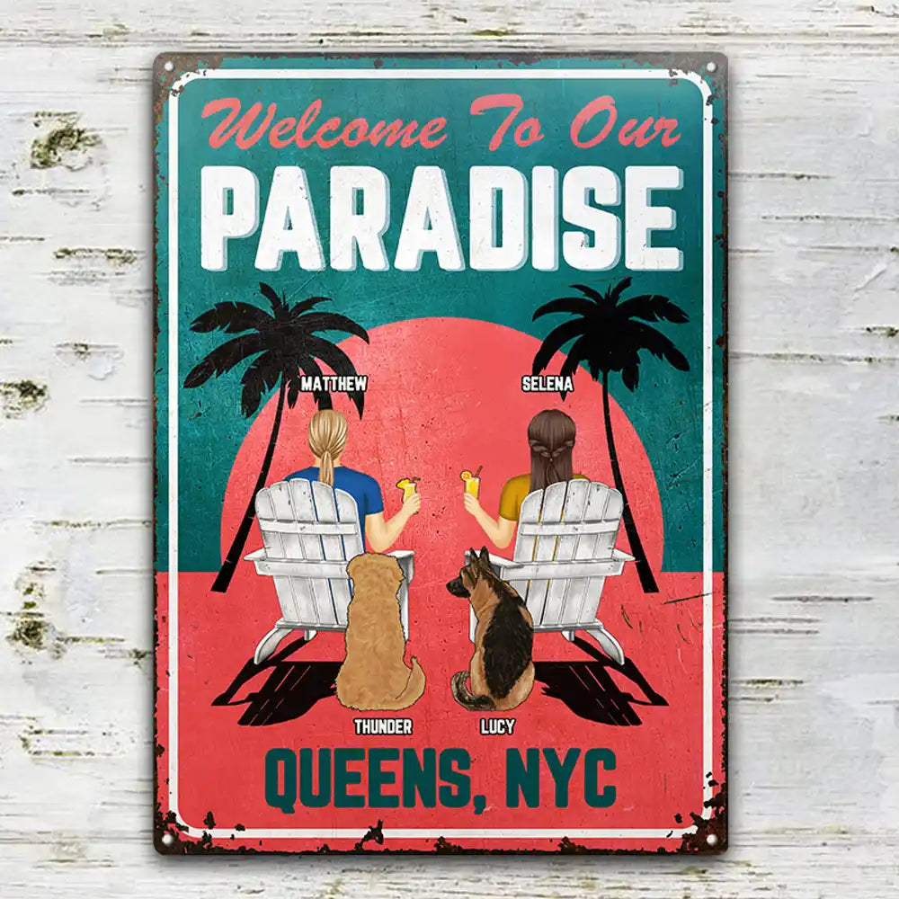 Little Piece Of Paradise - Personalized Classic Metal Signs