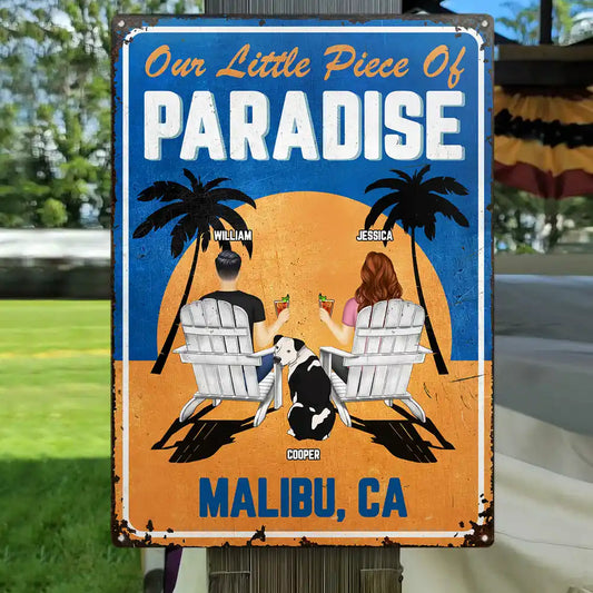 Little Piece Of Paradise - Personalized Classic Metal Signs