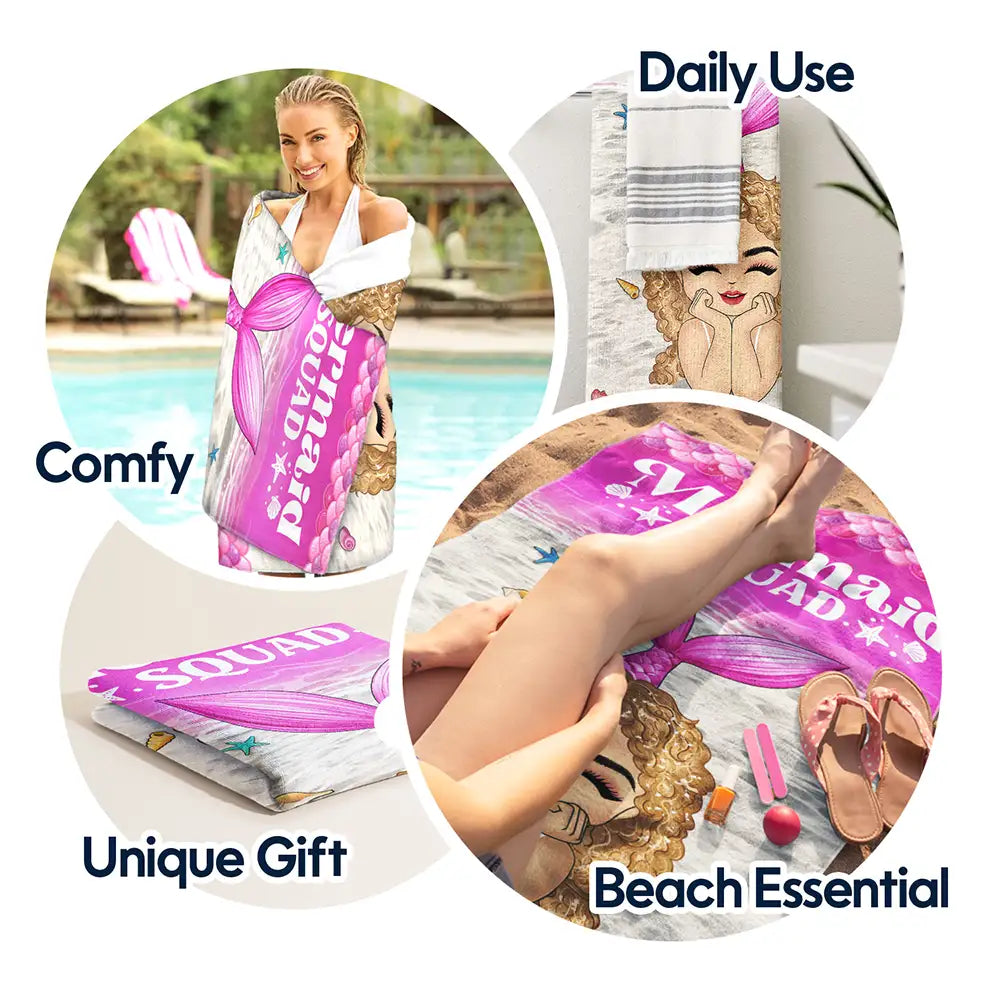 Mermaid Squad - Personalized Beach Towel