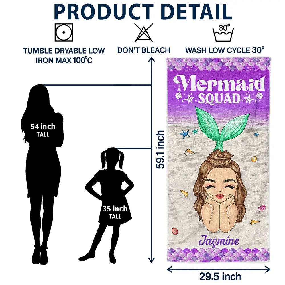 Mermaid Squad - Personalized Beach Towel