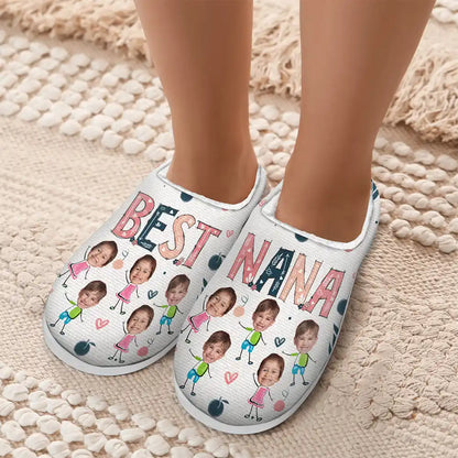 Custom Photo Best Nana Mom Ever - Personalized Fluffy Slippers