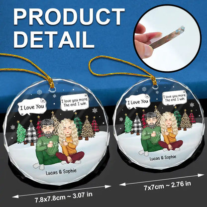 Christmas Couple I Love You More The End - Personalized Circle Glass Ornament