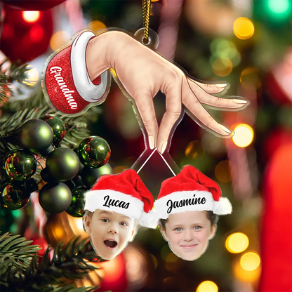 Custom Photo Grandma Grandkids Christmas Gift - Personalized Cutout Acrylic Ornament