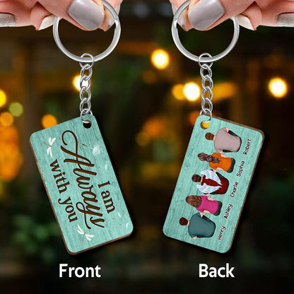 Green Palette Family Memorial Remembrance Keepsake Personalized Wooden Keychain