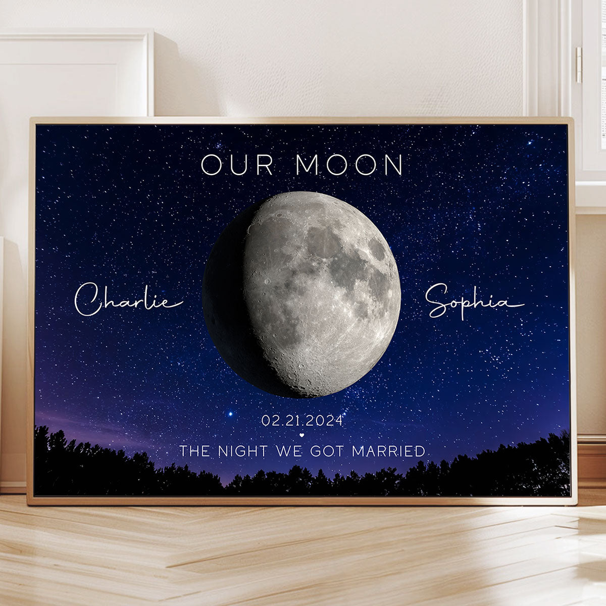 Our Moon Couple Gift Moon Phase Art Anniversary for Wife, Gift for Husband Wedding Anniversary Personalized Poster