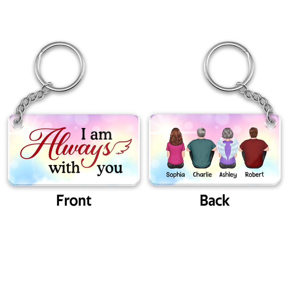 Family Memorial Colorful Background Remembrance Gift Personalized Acrylic Keychain