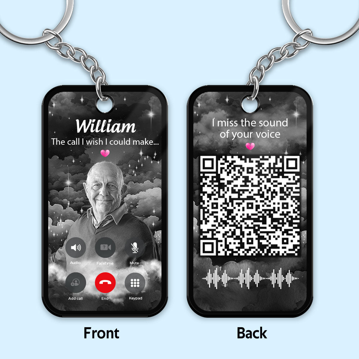 The Call I Wish I Could Make Photo Inserted Memorial Gift Remembrance Keepsake Voice Message QR Code Personalized Acrylic Keychain