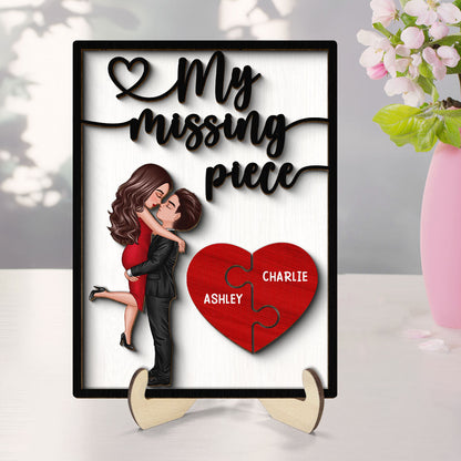 My Missing Piece Valentine‘s Day Gift For Her Gift For Him Heart Pieces Personalized 2-Layer Wooden Plaque