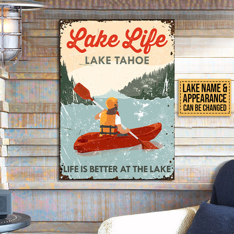 Kayaking Lake Life At Lake Custom Classic Metal Signs