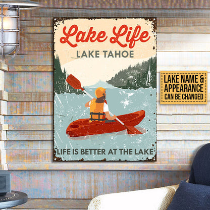 Kayaking Lake Life At Lake Custom Classic Metal Signs