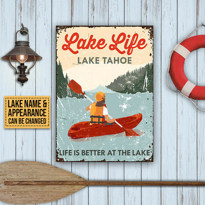Kayaking Lake Life At Lake Custom Classic Metal Signs
