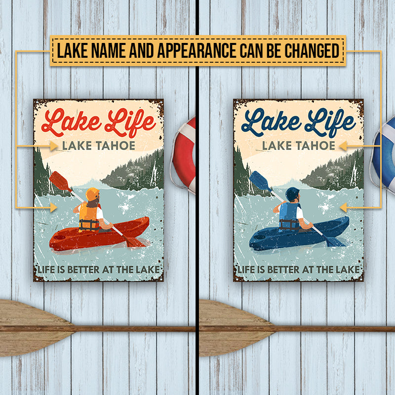 Kayaking Lake Life At Lake Custom Classic Metal Signs