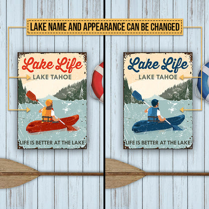 Kayaking Lake Life At Lake Custom Classic Metal Signs