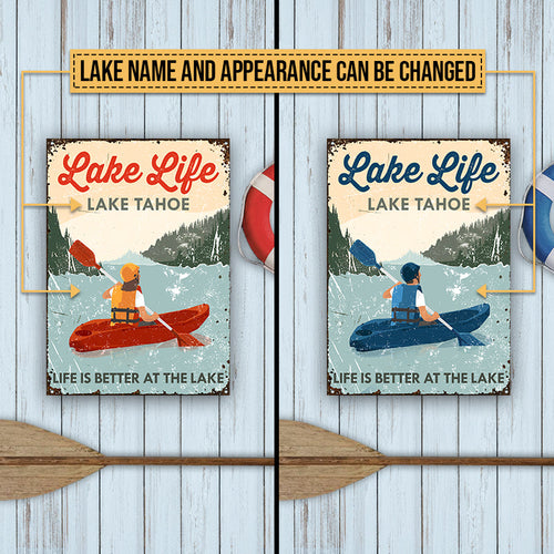 Kayaking Lake Life At Lake Custom Classic Metal Signs