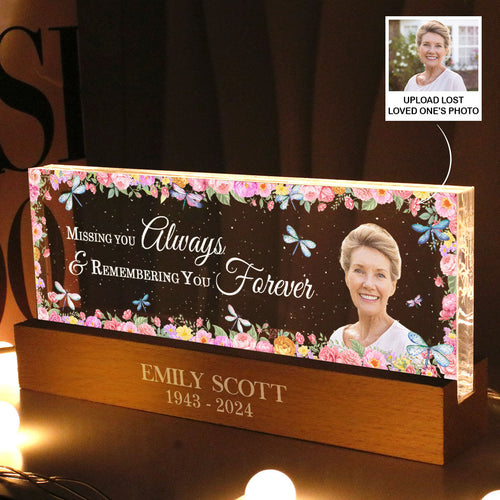 Missing You Always Remembering You Forever Personalized Acrylic Block LED Night Light, Memorial Gift, Sympathy Gift for Loss of Loved One