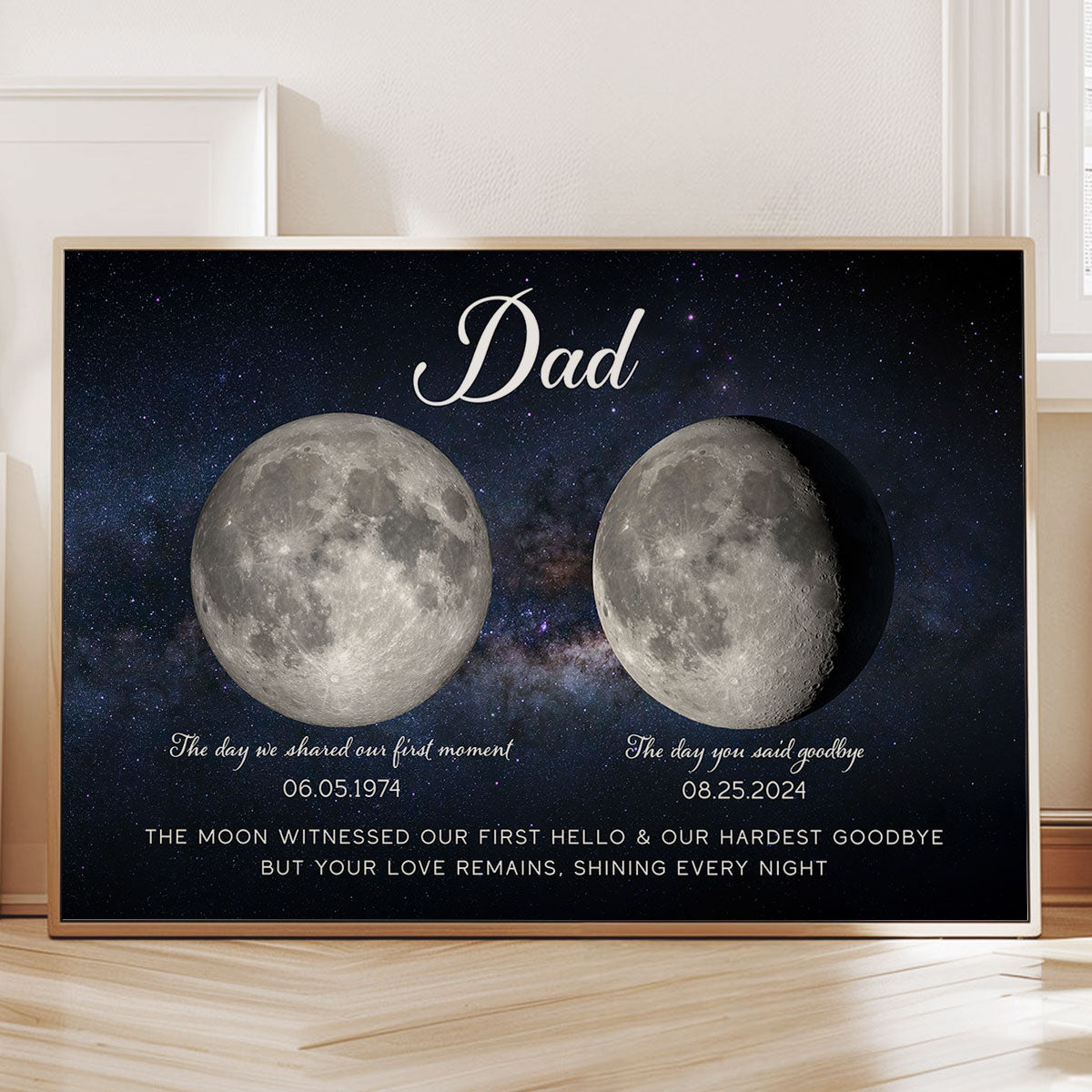 The Moon Witnessed Our First Hello And Our Hardest Goodbye Memorial Moon Phase Personalized Poster