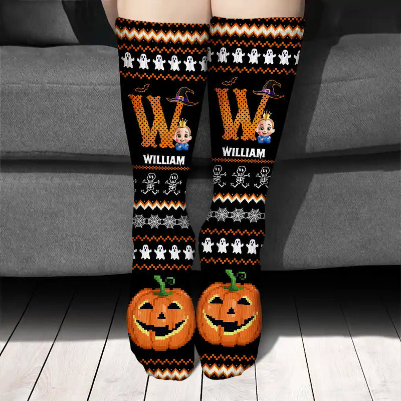Kid Monogram Halloween - Personalized Socks