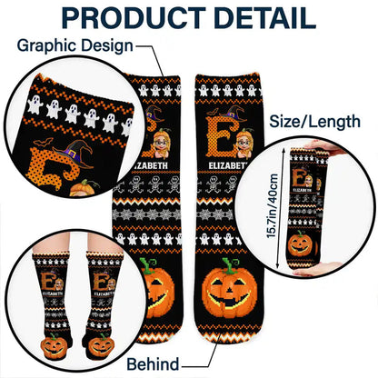 Kid Monogram Halloween - Personalized Socks