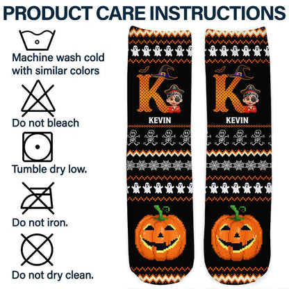 Kid Monogram Halloween - Personalized Socks