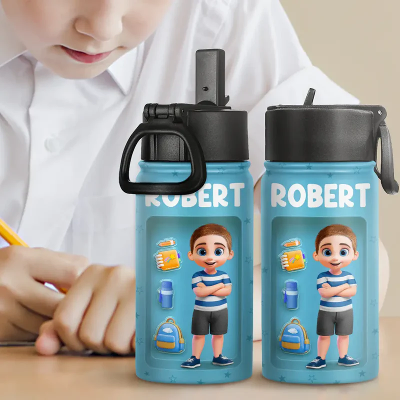 Kid's Name Back To School - Personalized Kids Water Bottle